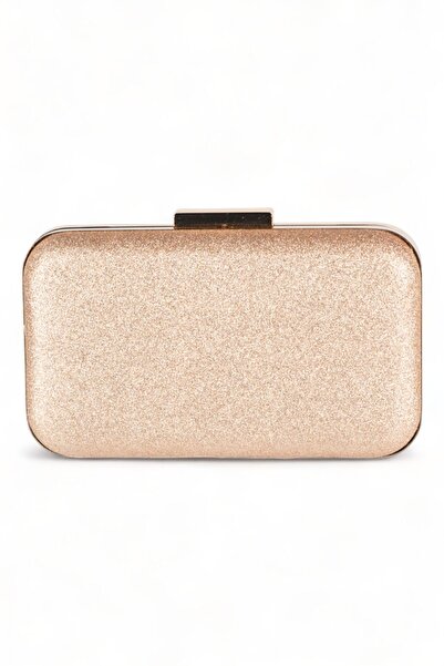Biçanta Geantă de seară rose gold cu sclipici, perfectă pentru nunți și petre...