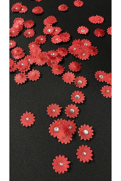 Ozpas Red Flower Stone Small 1.5cm - Width 30pcs
