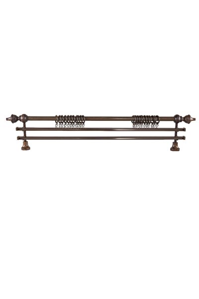 Perdejim Demonte Modern Başlıklı Ceviz Ahşap Rustik Perde Askısı 300 Cm - Çif...