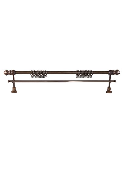 Perdejim Demonte Lale Başlıklı Ceviz Ahşap Rustik Perde Askısı 175 Cm - Tek R...