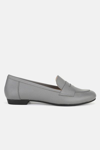 TUNAELLİ Gray Genuine Natural Leather Women's Ballerinas - Size 35-41-42