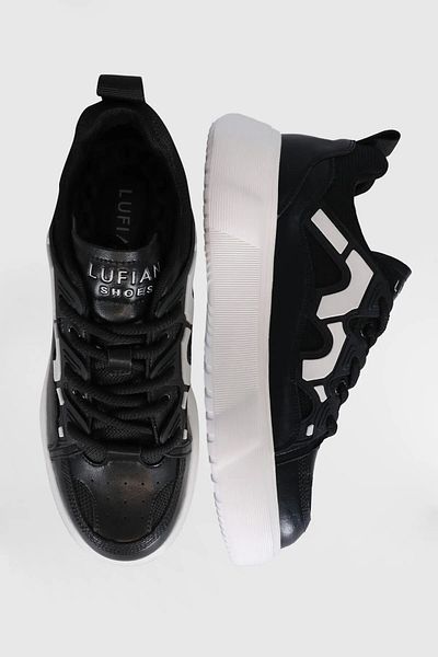Lufian Men's Black Sneakers - Genuine Leather and Thick Sole