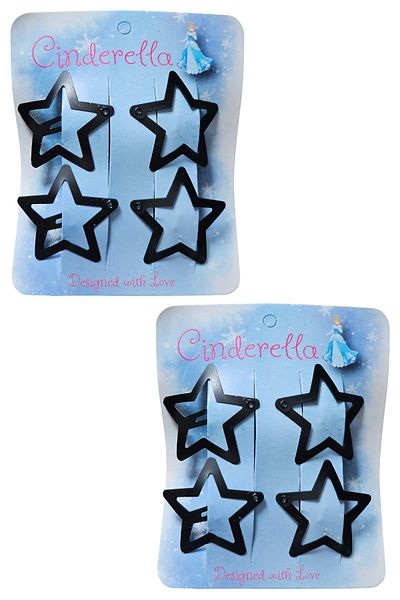 Cinderella Set of 8 Black Star Snap Buckles - Colorful Star Snap Buckle