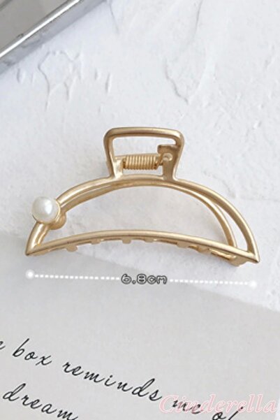 Cinderella Pearl Half Moon Model Γυναικεία χρυσή μεταλλική αγκράφα - Μεσαίο σ...