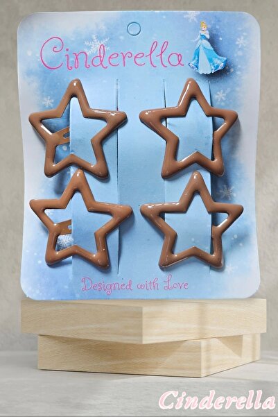Cinderella Bright Brown Colored 4-Piece Star Snap Buckle Set - Starry Y2k Buckle