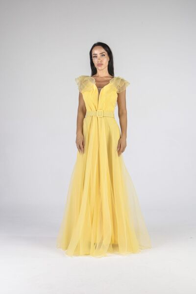 ALİS DRESS Omuzları Allerli Ekru Abiye