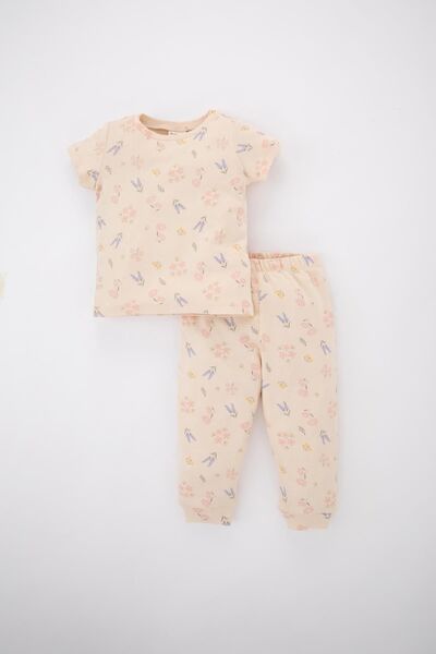 DeFacto Floral Patterned Organic Cotton Pajamas Set for Baby Girl - Z4350a223sm