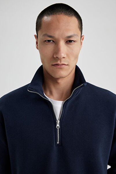 DeFacto Comfort Fit Fermuarlı Dik Yaka Sweatshirt X7405az23sp