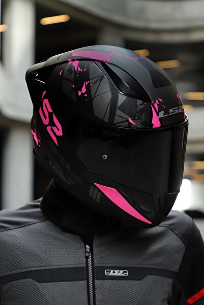 LS2 Rapıd 2 Race Palımnesıs Mat Siyah-Pembe Kask