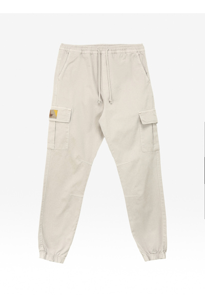 Caterpillar Lastikli Bel Lastikli Paça Regular Fit Taş Erkek Kargo Pantolon C...