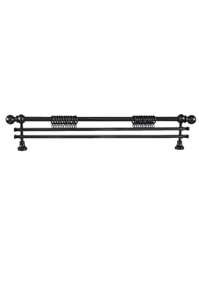 PerdejimShop Demonte Top Başlıklı Siyah Ahşap Rustik Perde Askısı 200 CM - Çi...
