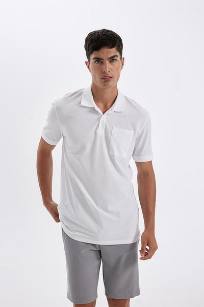 DeFacto Neues kurzärmliges Piqué-Polo-T-Shirt mit normaler Passform D4610AX24SM