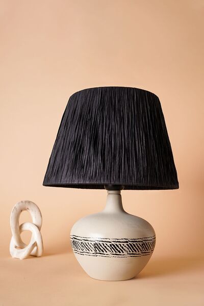 Hmydesign Vert Handmade Seramik Abajur Taş Rengi-Siyah