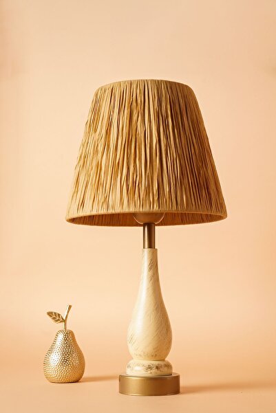 Hmydesign Palmıer Handmade Ahşap Abajur Krem