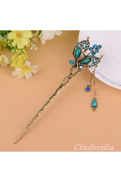 Cinderella New Model Pendant Stoned Metal Bun Buckle - Trend Stick Hair Bun Buckle