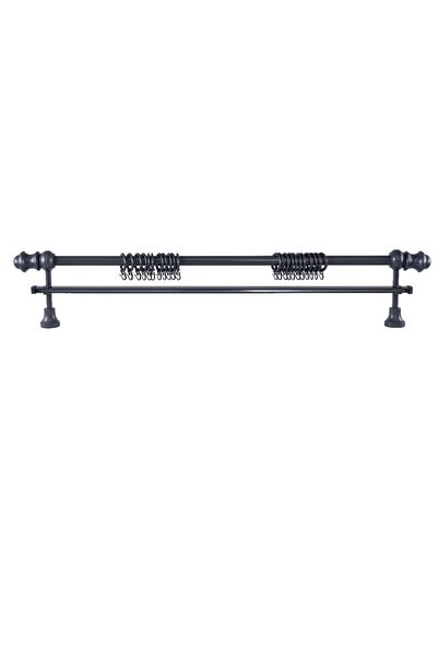 PerdejimShop Demonte Lale Başlıklı Antrasit Ahşap Rustik Perde Askısı 175 Cm ...