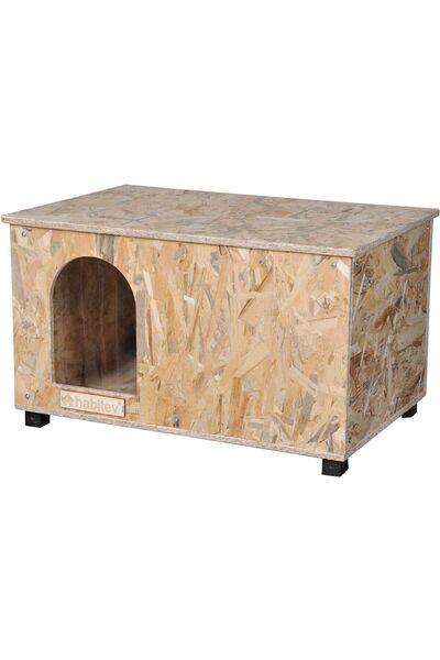 habitev Lüx Ahşap Kedi Kulübesi, Yalıtımlı, Çok Büyük (XL) 61x41x36 Cm, Rüzga...