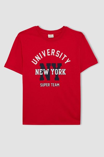 DeFacto Boy's Short Sleeve Crew Neck T-Shirt - C0650A824SM