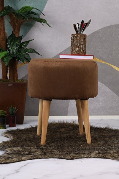 PufyHome Fix Kahve Çok Amaçlı Gürgen Ayaklı (ceviz) Puf Koltuk