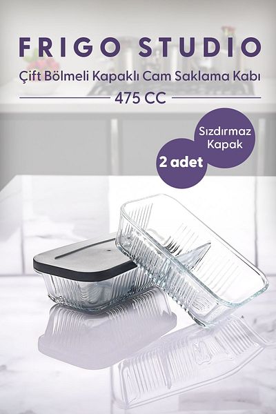 Fhilli Frigo 2-Piece Breakfast Butter Bowl Leakproof Glass Storage Container with Lid