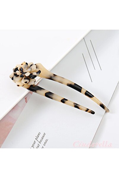 Cinderella Kaplumbağa Sırtı Flower Fransız El Yapımı Lüks Asetat Kemik Topuz ...