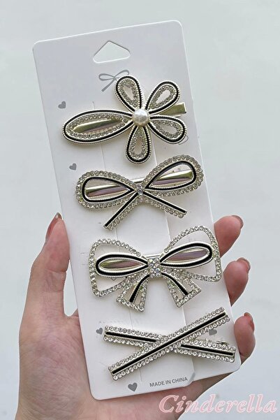 Cinderella Set de 4 catarame cu flori de perle și piatră - Set de catarame de...