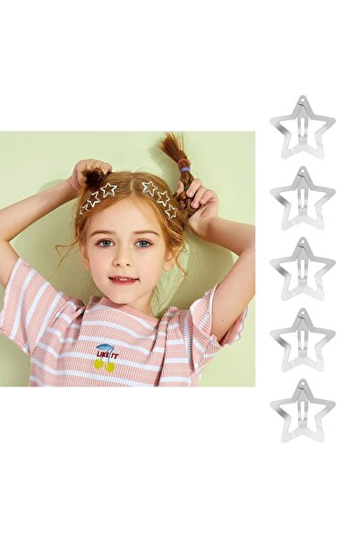 Cinderella Αστέρι Σναπ Κλάσπ - 5 τεμάχια Y2k Star Style Μεταλλικό Ασημένιο Αστέρι Σναπ Κλάσπ