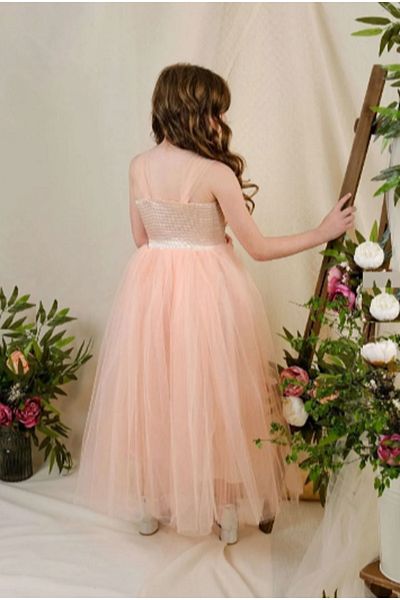 PAMUK KOZA 3-11 Years Girl's Tulle Evening Dress with Scale Chest Detail