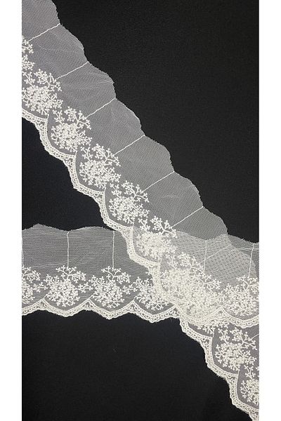 Ozpas White Lace Tulle Edge Ribbon - 10cm, Width 3m