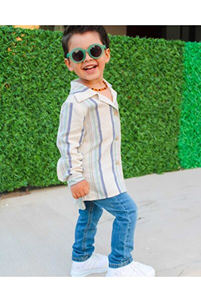 Ares Kids Fashion Cămașă de in albă Îmbrăcăminte pentru copii și bebeluși pentru ocazii și sărbători speciale