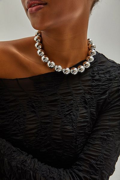 Bianco Lucci Women's Accessory Ball Ball Steel Necklace