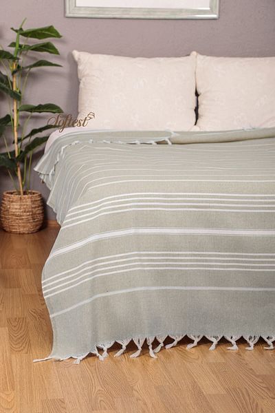Softest 200x240 Cm Sultan Double Summer Pike - Fringed Bed and Sofa Cover, Thin Pestemal Pike