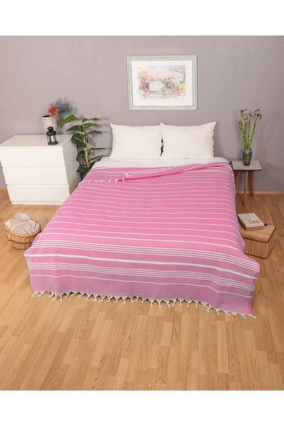Softest 200x240 Cm Sultan Double Summer Pike - Fringed Bed and Sofa Cover, Thin Pestemal Pike