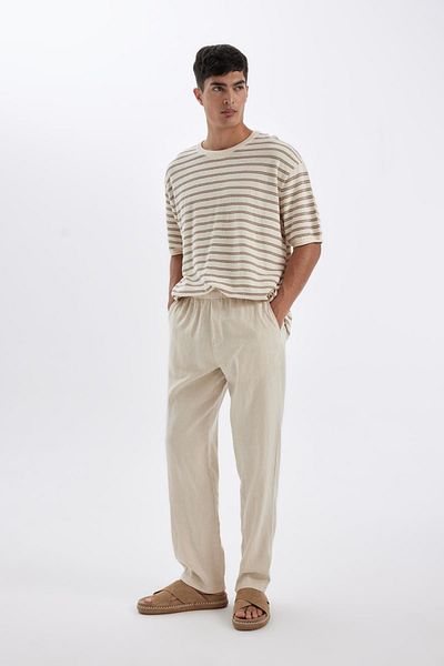 DeFacto Relax Fit Relaxed Cut Skinny Leg Linen Μικτό καλοκαιρινό παντελόνι C1140ax24sm