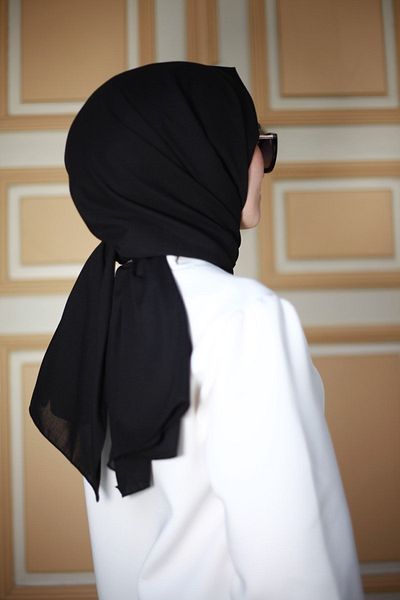 Mode Scarf Hijab βαμβακερό μαύρο σάλι