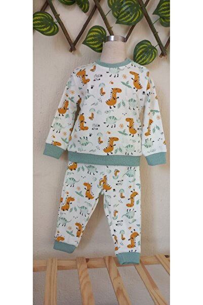 Tiny World طقم بيجامة مطبوع عليه ديناصور لطيف