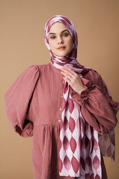 Modakaşmir Bamboo Patterned Leaf Shawl