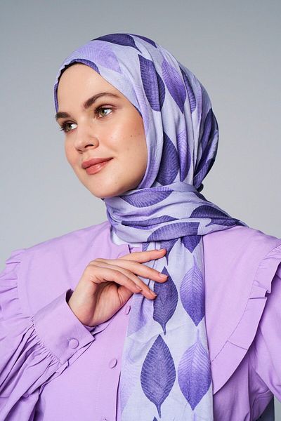 Modakaşmir Bamboo Patterned Leaf Shawl