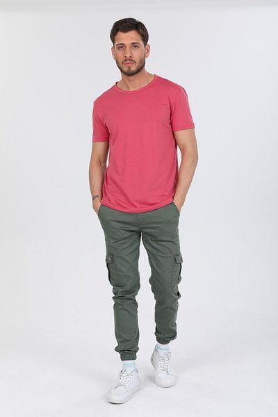 Domoda Ροζ Oversize Fit Βαμβακερό κοντό μανίκι Basic Unisex Dirty γιακά μπλουζάκι