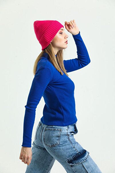 Domoda Saks Turtleneck Ribbed Camisole Long Sleeve Knitted Blouse