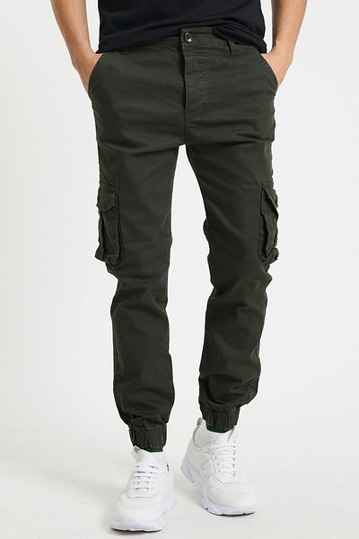 Serseri Jeans Men's Bellows Khaki Color Jogger Trousers with Elastic Legs