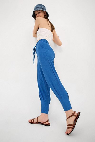 Domoda Sax Elastic Pocket Lace-Up Loose Comfortable Women's Trousers
