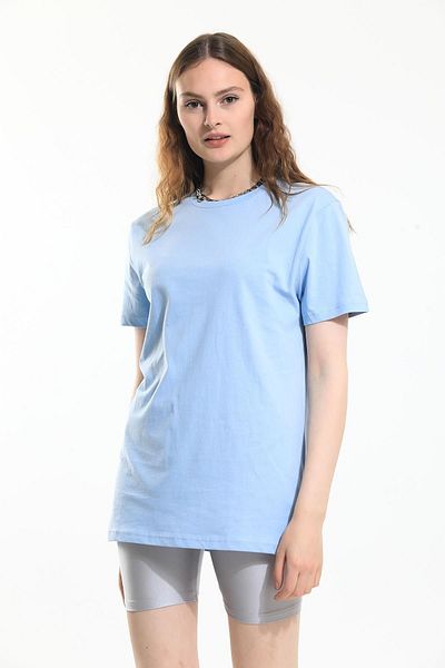 Domoda Γυναικείο ανδρικό μπλουζάκι Μπλε, Oversize, με κοντό μανίκι Unisex Basic