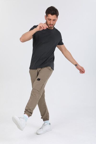 Domoda Anthracite Oversize Fit Cotton Short Sleeve Basic Unisex Dirty Collar T-Shirt