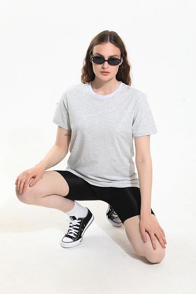 Domoda Snow - Melange, Oversize Fit Βαμβακερό κοντό μανίκι Basic Unisex γυναικείο ανδρικό μπλουζάκι
