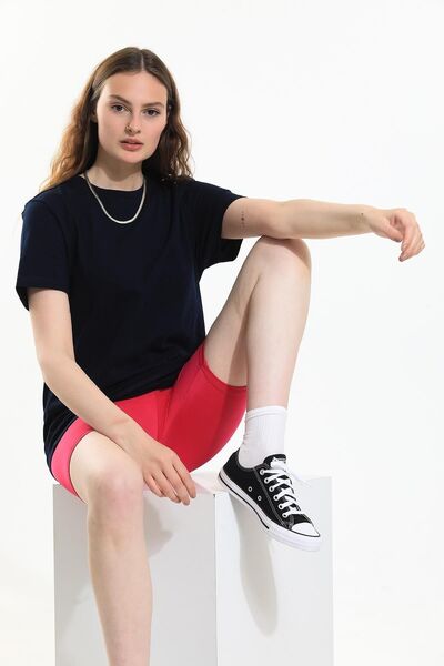 Domoda Navy Blue, Oversize Fit Cotton Short Sleeve Basic Unisex Women's Men's T-Shirt