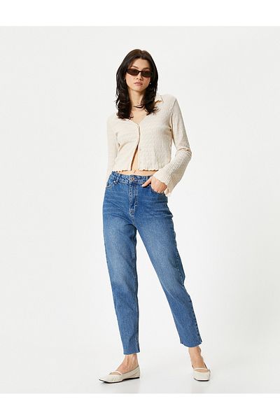 Koton Blugi cu talie înaltă, cu croiala relaxată, picior ușor strâns - blugi Mom Slim