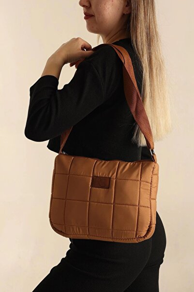 Rosmod Women's Tan Quilted Comfortable Shoulder Bag