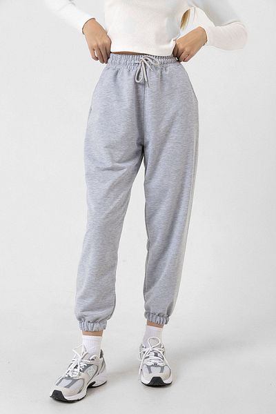 Domoda Γκρι μελανζέ Skinny Leg, Lace Up 2 Κλωστές Εποχιακό Γυναικείο Φούτερ