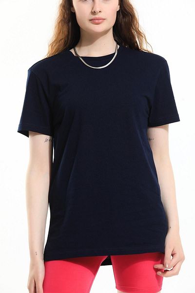 Domoda Γυναικείο ανδρικό μπλουζάκι Navy Blue, Oversize, κοντό μανίκι Unisex